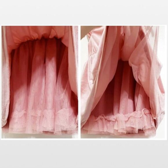 H&M Dress Kid 12-18M Pink Velvet Pleated Bow Tulle - Picture 14 of 16